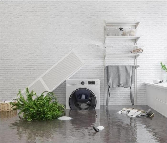 Flooding inside the living room of a home